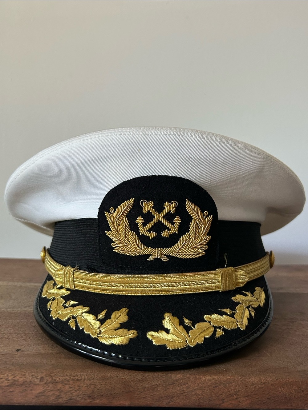 Official Bernard Snap Cap Officer’s Hat Visor White Gold Black Navy Captain